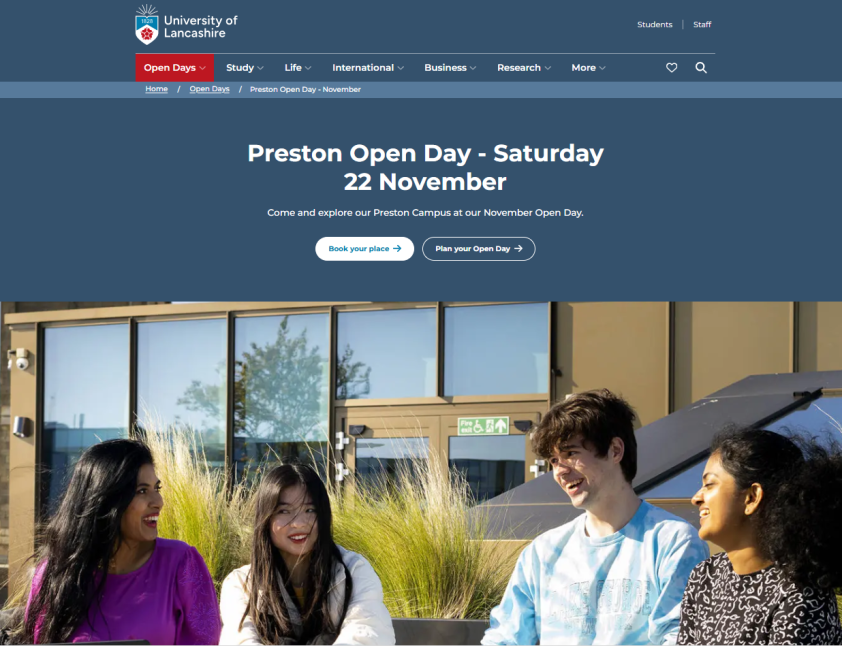 Screenshot open days